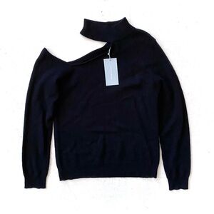 Antonio Melani Nwt Black Tina Cut Out Turtleneck Cashmere Sweater